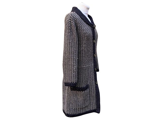 Timeless Chanel Blauer Strick-Cardigan aus Kaschmir und Seide Größe 38 FR - Ansicht 2