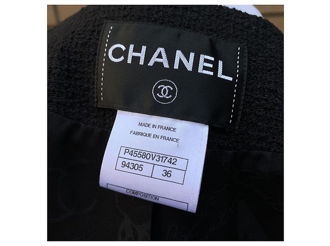 Timeless Chanel Schwarze Baumwoll-Tweedjacke 3/4 Größe 36 FR 2013 - Ansicht 7