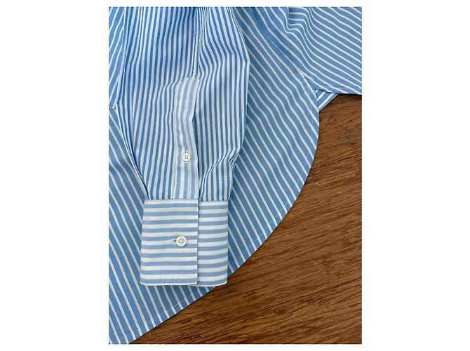 Camicia Loewe in cotone a righe stile pigiama bianca e blu - vista 5