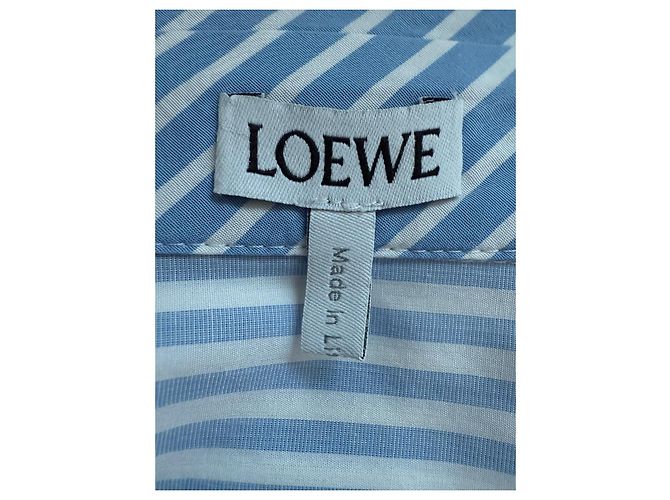 Camicia Loewe in cotone a righe stile pigiama bianca e blu - vista 6