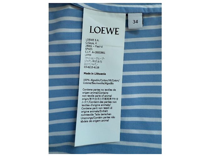 Camicia Loewe in cotone a righe stile pigiama bianca e blu - vista 7