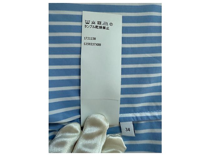 Camicia Loewe in cotone a righe stile pigiama bianca e blu - vista 8