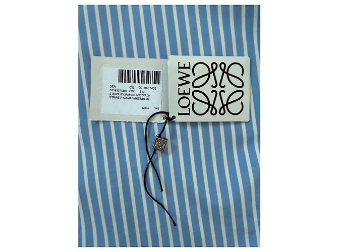 Camicia Loewe in cotone a righe stile pigiama bianca e blu - vista 9