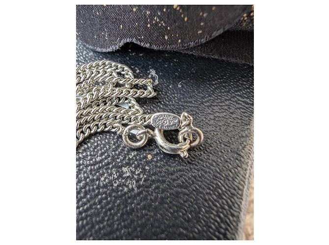 Chanel CC 05V Logo Ecru Emaille klassisch SHW Vintage Halskette Box Silber - Ansicht 12