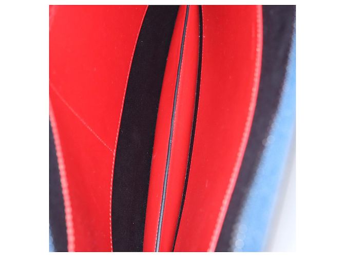 Borsa a mano in pelle blu Christian Louboutin Auth bs21607 - vista 11