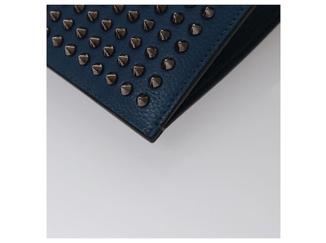 Borsa a mano in pelle blu Christian Louboutin Auth bs21607 - vista 14