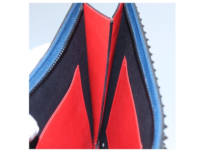 Borsa a mano in pelle blu Christian Louboutin Auth bs21607 - vista 19