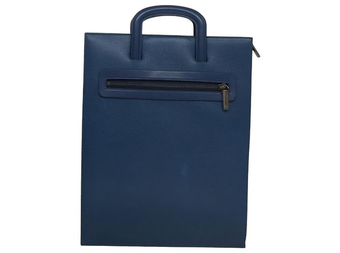 Borsa a mano in pelle blu Christian Louboutin Auth bs21607 - vista 2