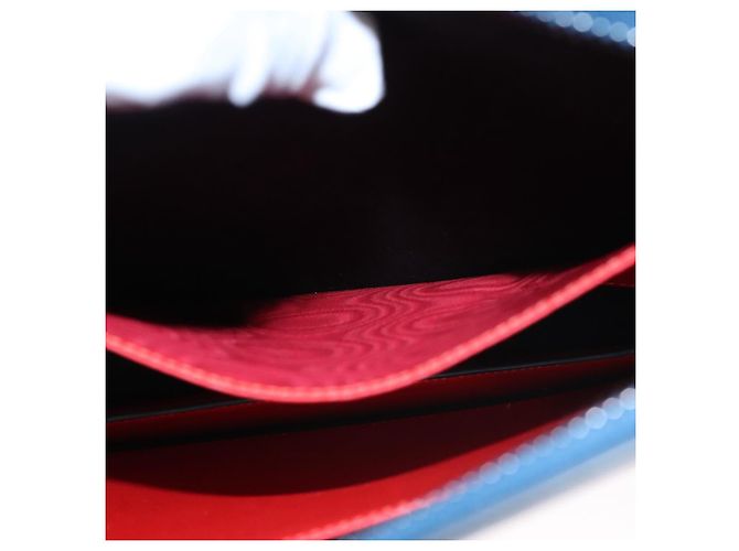 Borsa a mano in pelle blu Christian Louboutin Auth bs21607 - vista 20