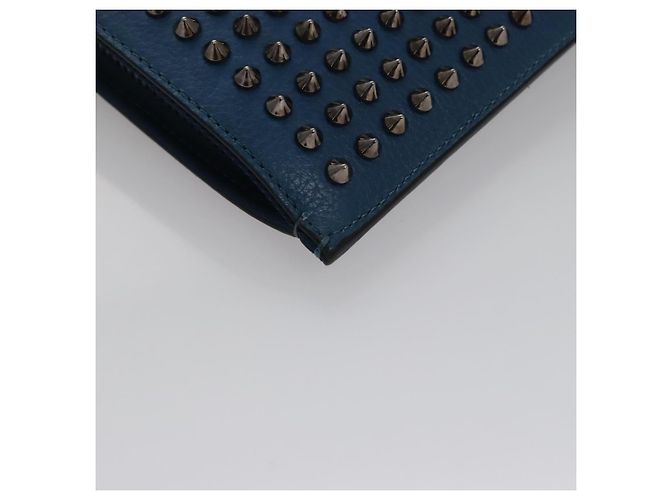 Borsa a mano in pelle blu Christian Louboutin Auth bs21607 - vista 8
