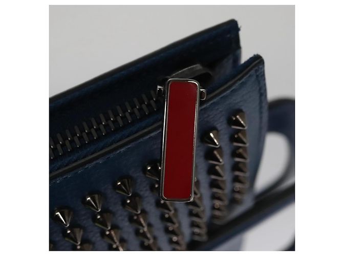 Borsa a mano in pelle blu Christian Louboutin Auth bs21607 - vista 9