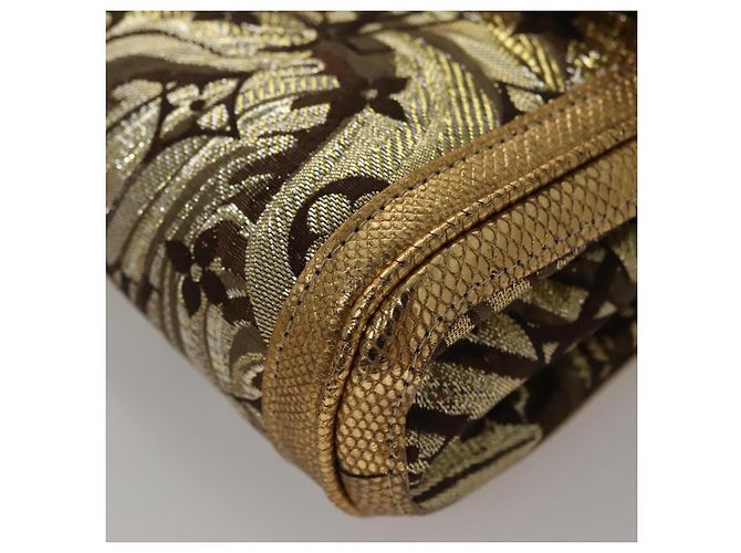 LOUIS VUITTON Borsa Clutch Brocade Tari Monogramma Oro M93142 LV Auth 106316S D'oro - vista 14