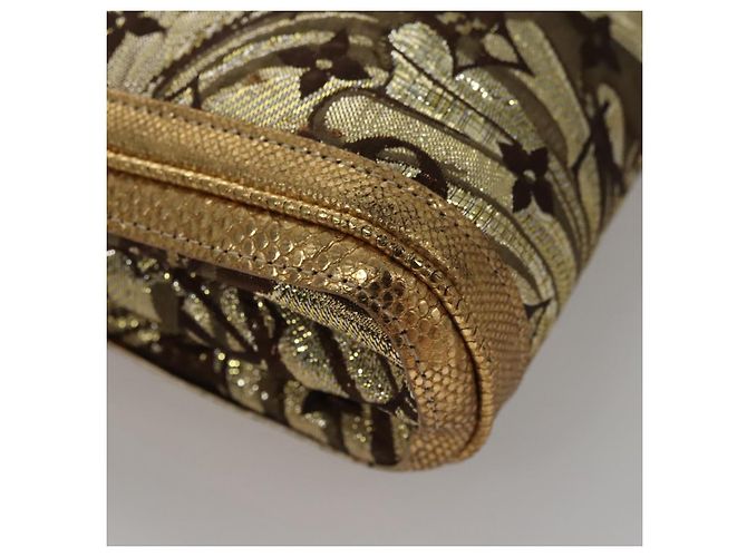 LOUIS VUITTON Borsa Clutch Brocade Tari Monogramma Oro M93142 LV Auth 106316S D'oro - vista 15