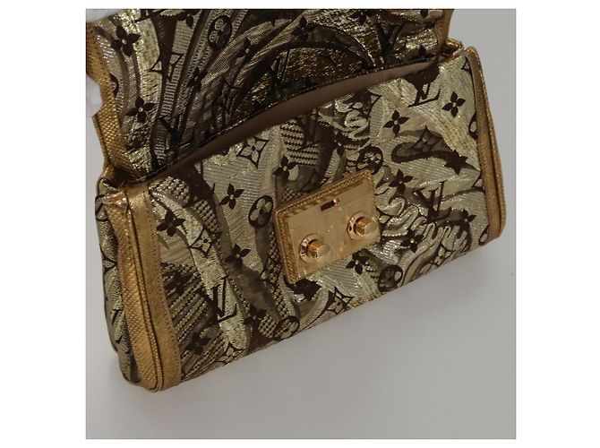 LOUIS VUITTON Borsa Clutch Brocade Tari Monogramma Oro M93142 LV Auth 106316S D'oro - vista 17