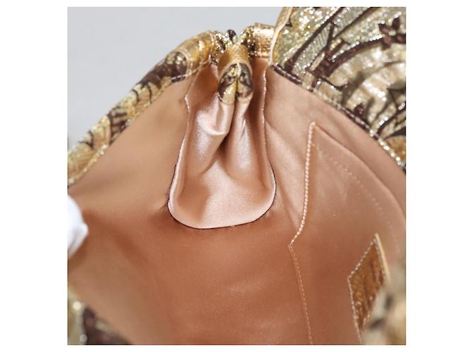 LOUIS VUITTON Borsa Clutch Brocade Tari Monogramma Oro M93142 LV Auth 106316S D'oro - vista 19