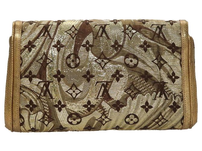 LOUIS VUITTON Borsa Clutch Brocade Tari Monogramma Oro M93142 LV Auth 106316S D'oro - vista 2