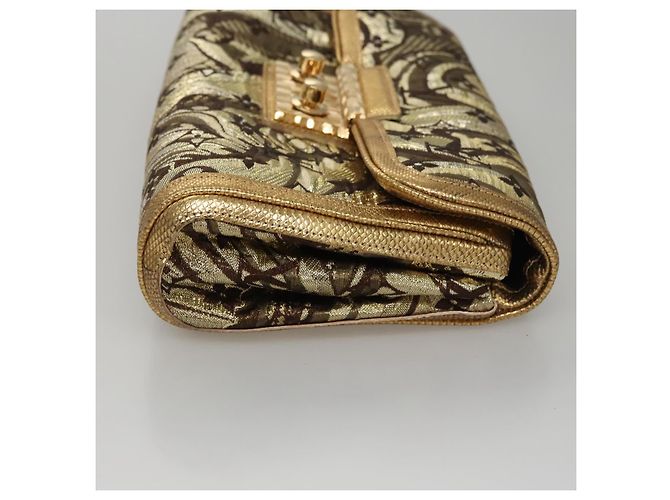LOUIS VUITTON Borsa Clutch Brocade Tari Monogramma Oro M93142 LV Auth 106316S D'oro - vista 3