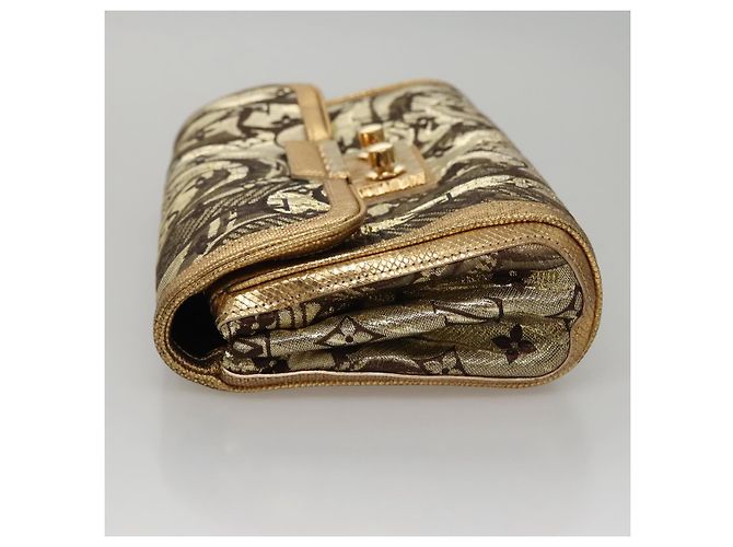 LOUIS VUITTON Borsa Clutch Brocade Tari Monogramma Oro M93142 LV Auth 106316S D'oro - vista 4