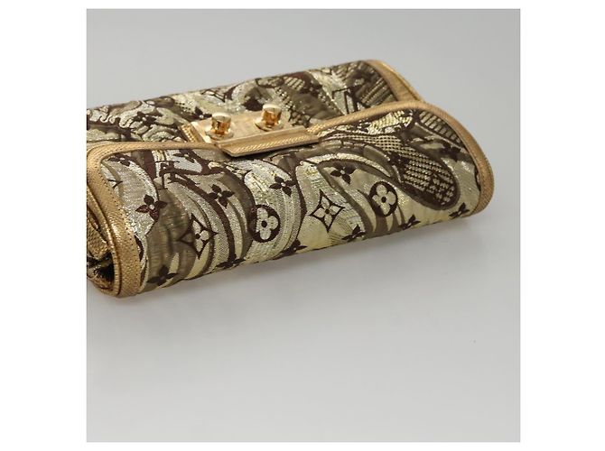 LOUIS VUITTON Borsa Clutch Brocade Tari Monogramma Oro M93142 LV Auth 106316S D'oro - vista 5