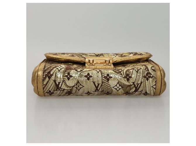 LOUIS VUITTON Borsa Clutch Brocade Tari Monogramma Oro M93142 LV Auth 106316S D'oro - vista 6