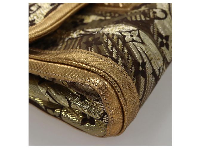 LOUIS VUITTON Borsa Clutch Brocade Tari Monogramma Oro M93142 LV Auth 106316S D'oro - vista 7
