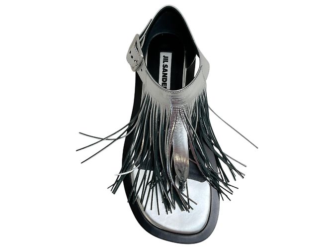 Sandali in pelle argentata con frange Jil Sander - vista 4