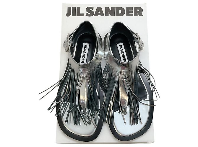 Sandali in pelle argentata con frange Jil Sander - vista 6