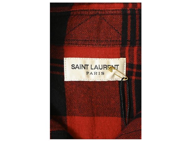 Camicia a quadri Saint Laurent in cotone rosso - vista 10