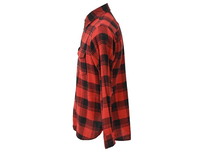 Camicia a quadri Saint Laurent in cotone rosso - vista 2
