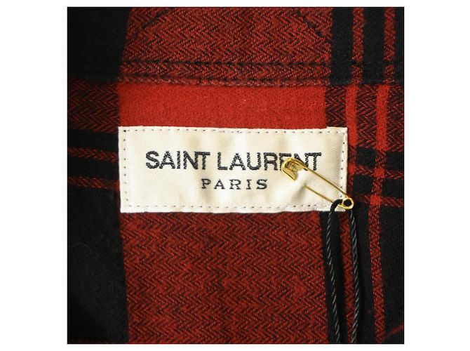 Camicia a quadri Saint Laurent in cotone rosso - vista 5