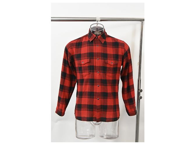 Camicia a quadri Saint Laurent in cotone rosso - vista 6