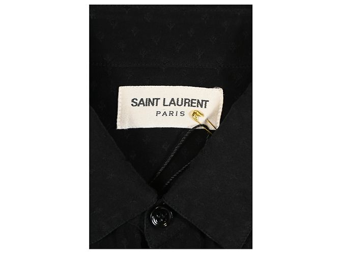 Camicia Testurizzata Saint Laurent in Cotone Nero - vista 10