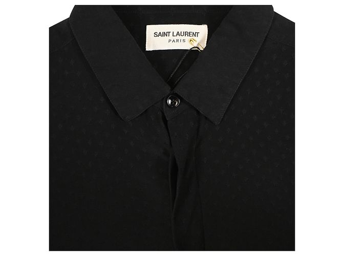 Camicia Testurizzata Saint Laurent in Cotone Nero - vista 4