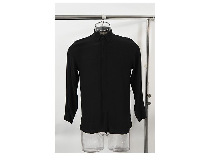 Camicia Testurizzata Saint Laurent in Cotone Nero - vista 6