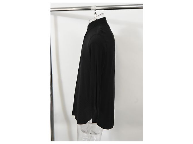 Camicia Testurizzata Saint Laurent in Cotone Nero - vista 7