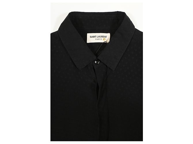 Camicia Testurizzata Saint Laurent in Cotone Nero - vista 9