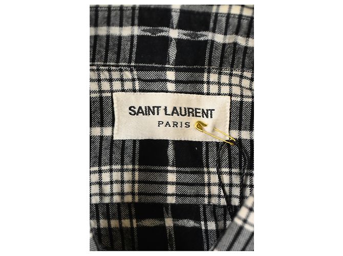 Camicia a quadri Saint Laurent Paris in cotone nero - vista 10
