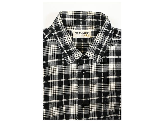 Camicia a quadri Saint Laurent Paris in cotone nero - vista 11