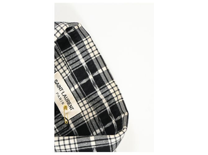 Camicia a quadri Saint Laurent Paris in cotone nero - vista 12