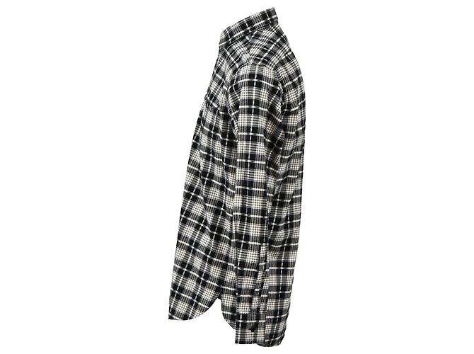 Camicia a quadri Saint Laurent Paris in cotone nero - vista 2