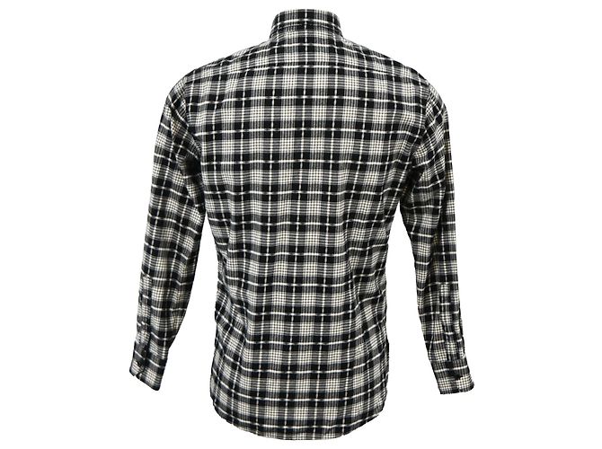 Camicia a quadri Saint Laurent Paris in cotone nero - vista 3