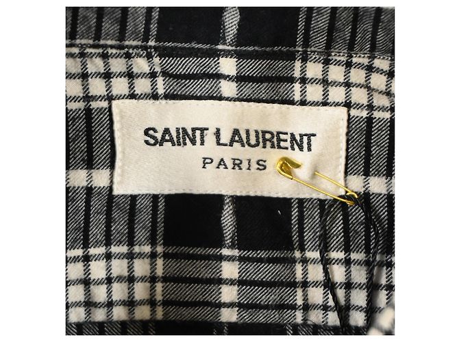 Camicia a quadri Saint Laurent Paris in cotone nero - vista 4