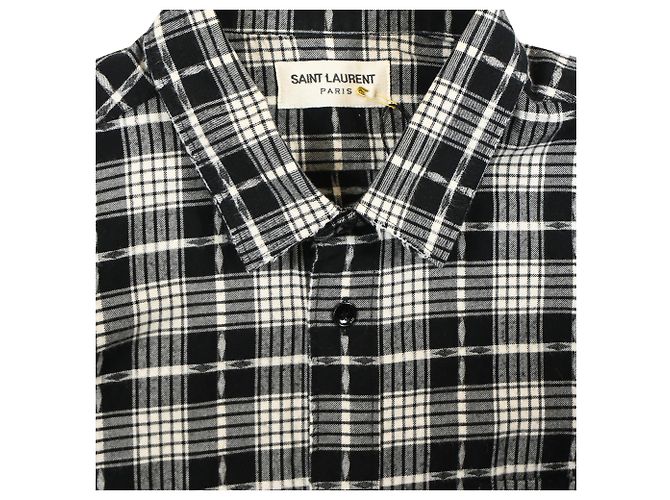 Camicia a quadri Saint Laurent Paris in cotone nero - vista 5