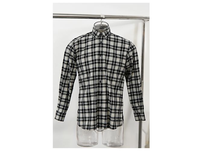 Camicia a quadri Saint Laurent Paris in cotone nero - vista 7