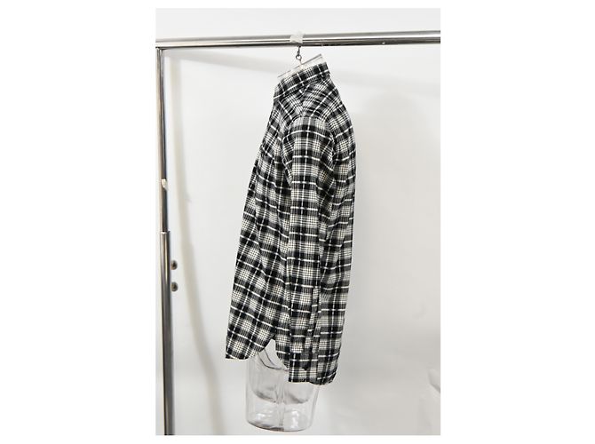 Camicia a quadri Saint Laurent Paris in cotone nero - vista 8