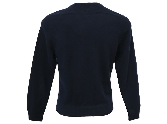 Saint Laurent Rundhalspullover aus marineblauer Wolle - Ansicht 3