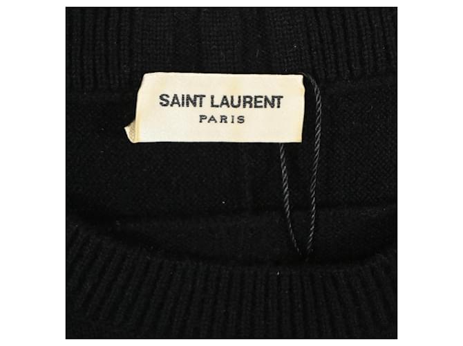 Saint Laurent Rundhalspullover aus schwarzer Wolle - Ansicht 4