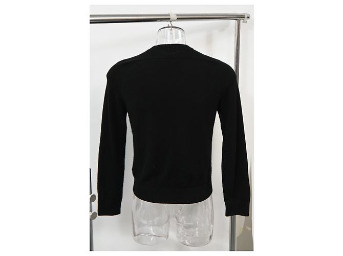 Saint Laurent Rundhalspullover aus schwarzer Wolle - Ansicht 8