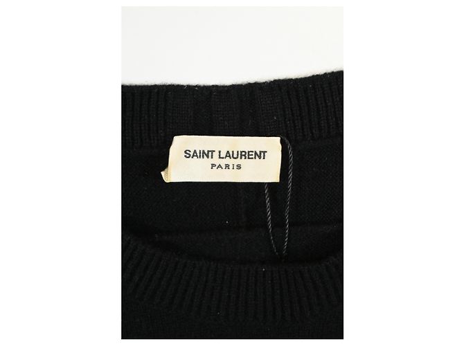Saint Laurent Rundhalspullover aus schwarzer Wolle - Ansicht 9