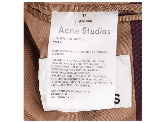 Einreiher-Blazer mit Taschen aus burgunderfarbener Wolle von Acne Studios Rot Bordeaux - Ansicht 4